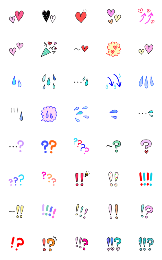 [LINE絵文字]ハートと汗と？と！の絵文字2の画像一覧