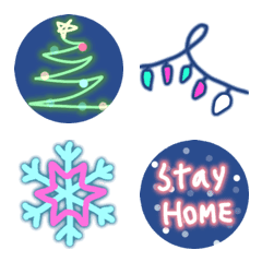 [LINE絵文字] クリスマスネオンスタンプの画像