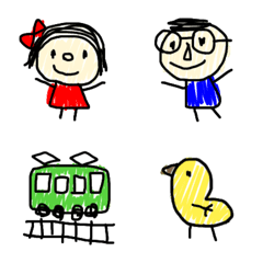 こどもの落書き風 絵文字3 【乗り物/動物】の絵文字メイン画像