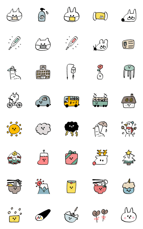 [LINE絵文字]シュールな動物たち⑦ + 冬アイテムの画像一覧