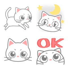 白猫♡可愛い絵文字♪会話で使おう！の絵文字メイン画像