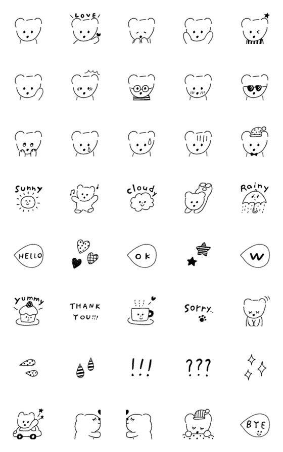 [LINE絵文字]◯ simple bear ◯の画像一覧