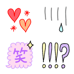 [LINE絵文字] ハートと汗とOKと笑と！と？の絵文字の画像