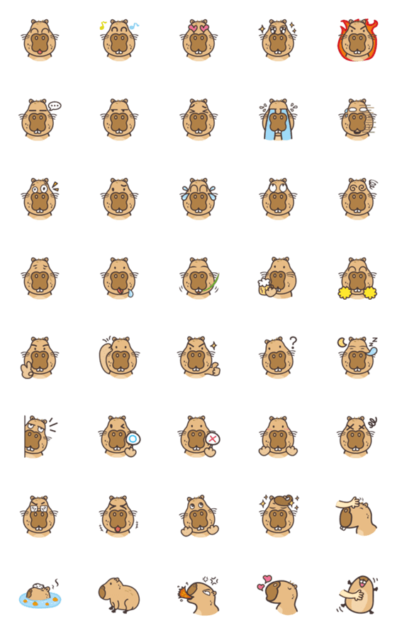 [LINE絵文字]So Cute Capybara Emojiの画像一覧
