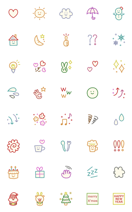 [LINE絵文字]くすみ色♡シンプル線画絵文字の画像一覧