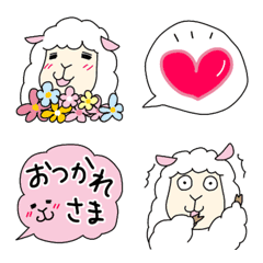 [LINE絵文字] ゆるっと毎日使える絵文字☆ひつじを添えての画像