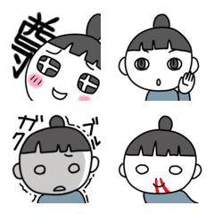 [LINE絵文字] 前髪お団子色々絵文字の画像