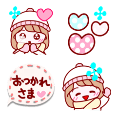 [LINE絵文字] かわいい♡ ちょこGirlちゃん 冬 文字別の画像