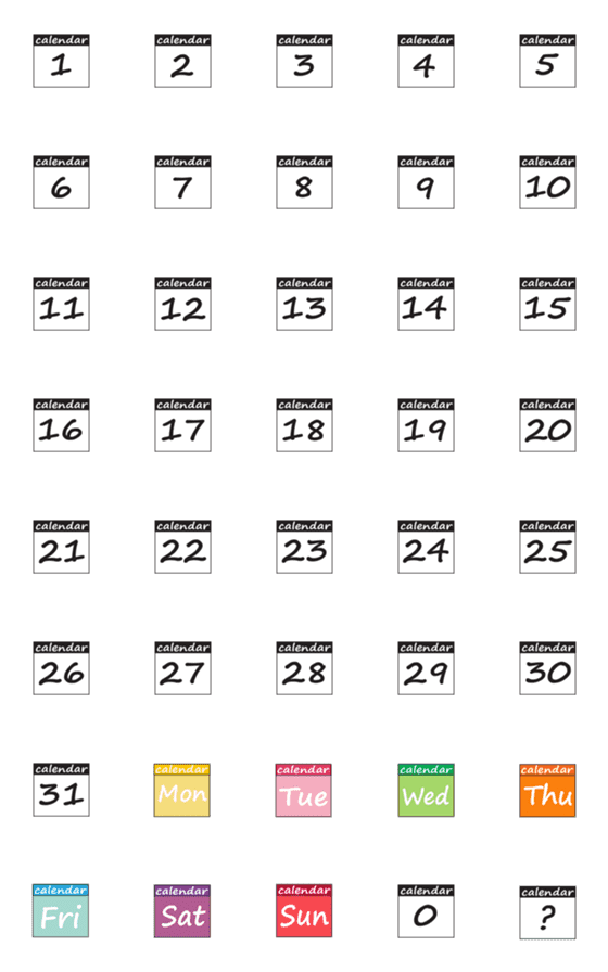 [LINE絵文字]CalendarNo.2の画像一覧