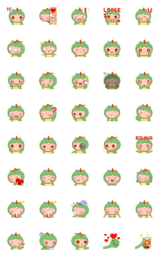 [LINE絵文字]Baby Dino - Adorable emoji 1の画像一覧