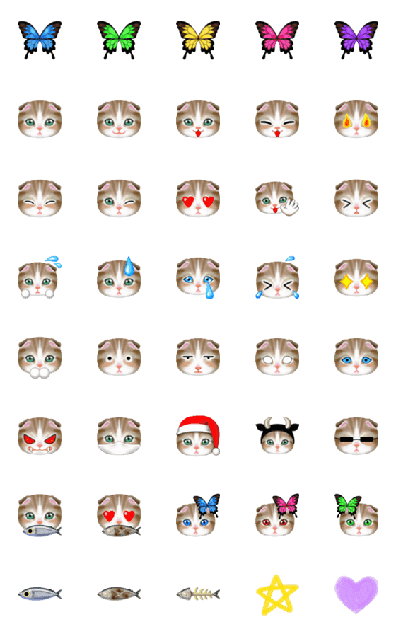 [LINE絵文字]猫×蝶×魚・絵の具タッチの画像一覧