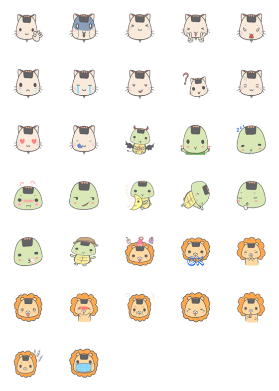 [LINE絵文字]Onigiri Cat familyの画像一覧