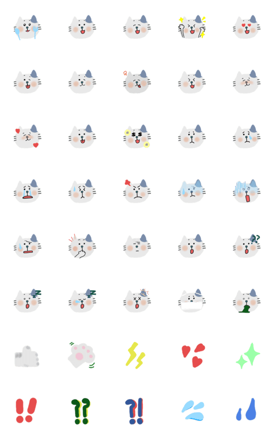 [LINE絵文字]ねこ太の感情①絵文字と記号の画像一覧