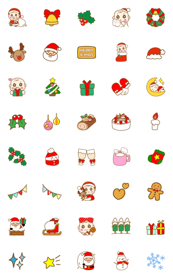 [LINE絵文字]Cute Baby♡(女の子) vol.8 X'mas ver.の画像一覧