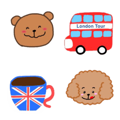 [LINE絵文字] イギリス好きなくまとトイプーの画像