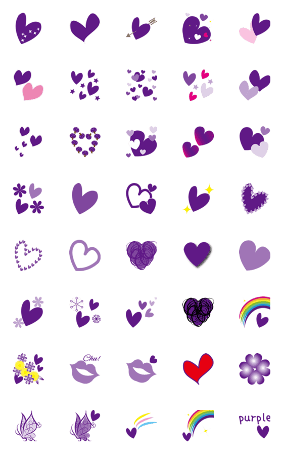 [LINE絵文字]紫のハートがいっぱいの画像一覧