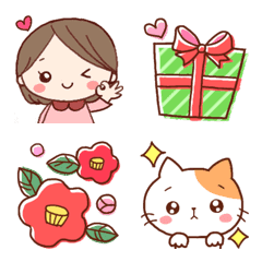 [LINE絵文字] 女子＆ねこの冬絵文字♡の画像