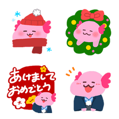 毎年使える！ 冬のちびうぱくん絵文字の絵文字メイン画像