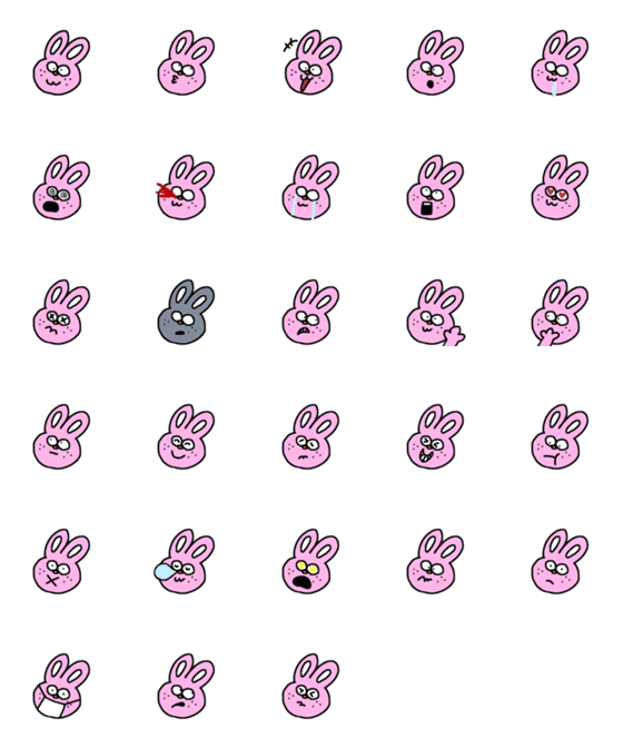 Line絵文字 ちょっとムカつく顔のうさぎ 28種類 1円 Line絵文字 ちょっとムカつく顔のうさぎ 28種類 1円