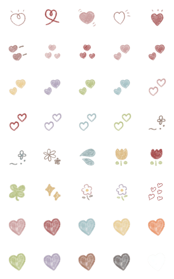 [LINE絵文字]カラフルなふわふわハートの画像一覧