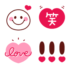 [LINE絵文字] ♥スマイル×ピンク×ブラウン×レッド♥の画像