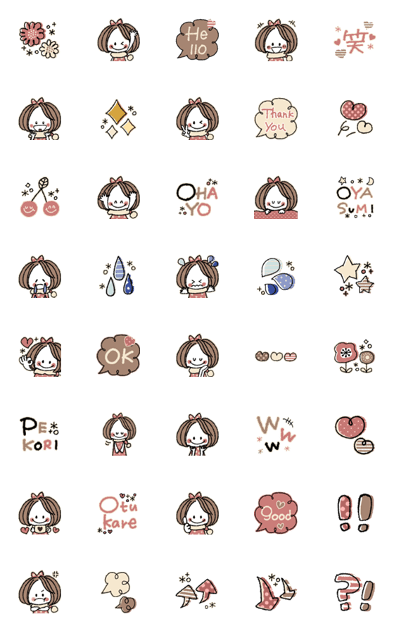 [LINE絵文字]♢ボブGIRL♢毎日♡絵文字の画像一覧