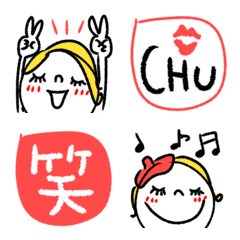 [LINE絵文字] 大人ラフ3♡イエローヘアの画像