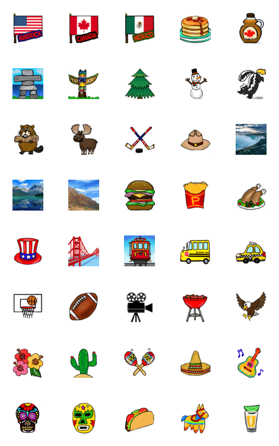 [LINE絵文字]北米絵文字の画像一覧