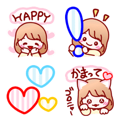 [LINE絵文字] かわいい♡ ちょこGirlちゃん カラフルVer.の画像