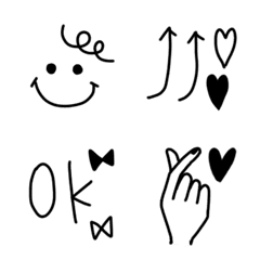 [LINE絵文字] おしゃれな♥モノクロ絵文字2の画像