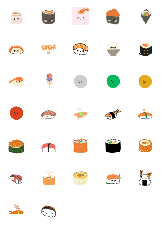 [LINE絵文字]とてもかわいいお寿司の画像一覧