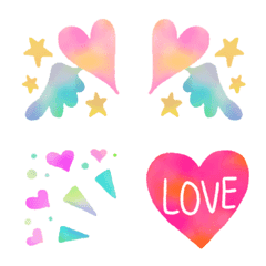 水彩風♪ラブラブハートの絵文字メイン画像