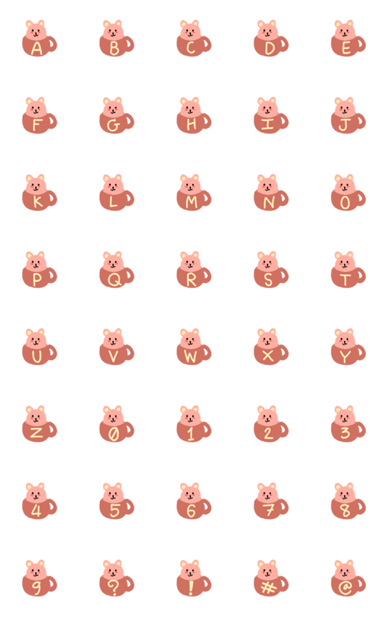 [LINE絵文字]Pink bear x pink teacup cute emoji (A-Z)の画像一覧