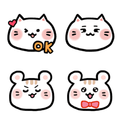 [LINE絵文字] 白ねこと友達の画像