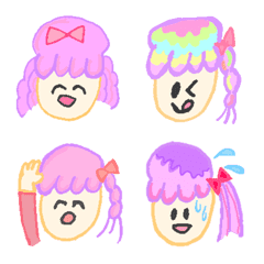 [LINE絵文字] ピンクの髪の女の子の画像