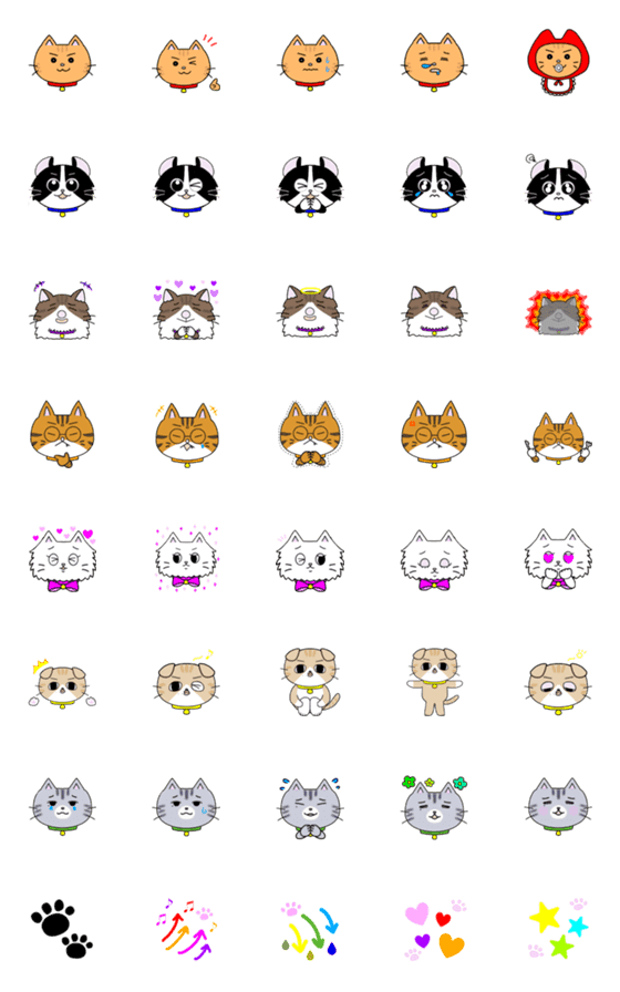[LINE絵文字]わちゃわちゃ虹色にゃんずの絵文字の画像一覧