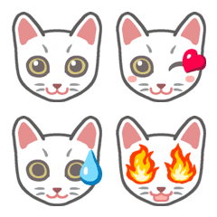[LINE絵文字] 白いニホンねこの絵文字の画像