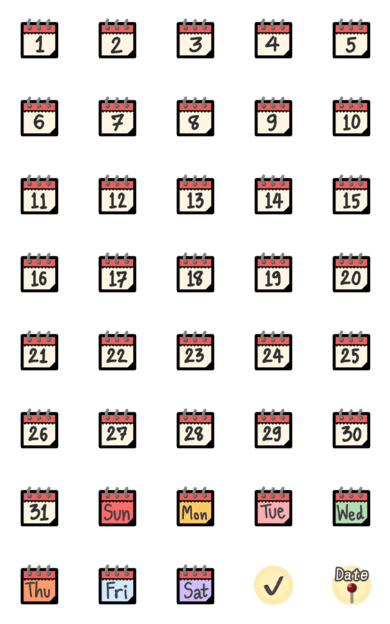 [LINE絵文字]Calendar cute emoji for workの画像一覧