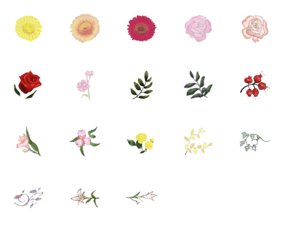 [LINE絵文字]flower and green decoration emojisの画像一覧