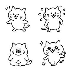 [LINE絵文字] 【猫】の「幸子」絵文字♪モノクロver♪の画像