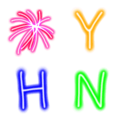 [LINE絵文字] Neon New Year (A-Z) cute emojiの画像