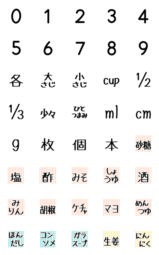 [LINE絵文字]レシピ材料メモに便利♡の画像一覧