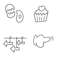 [LINE絵文字] ブラックシンプル日常で使える絵文字の画像