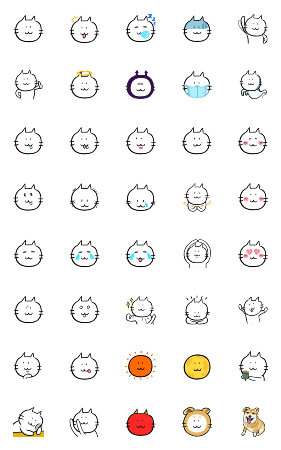 [LINE絵文字]しろねこニッコリ絵文字の画像一覧