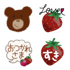 [LINE絵文字] 苺好きのためのいちごとくまの画像