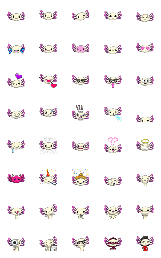 [LINE絵文字]I Like You Axolotl Emojiの画像一覧