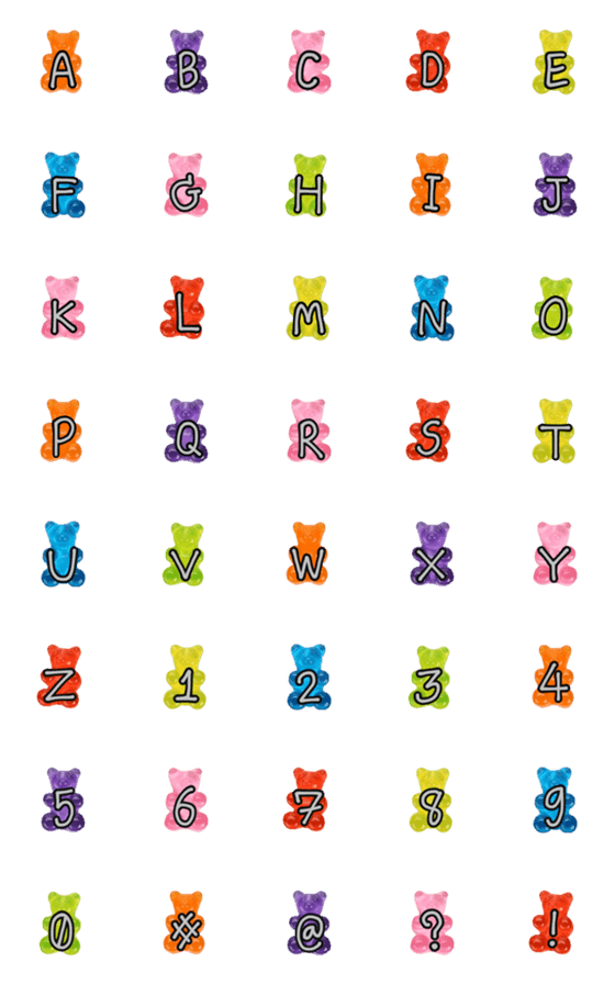 [LINE絵文字]Gummy Bear (A-Z) Emojiの画像一覧