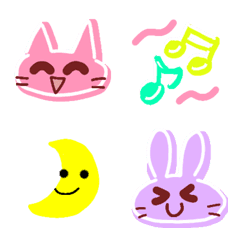 [LINE絵文字] 絵文字♡カラフルなうさぎとネコ♡の画像