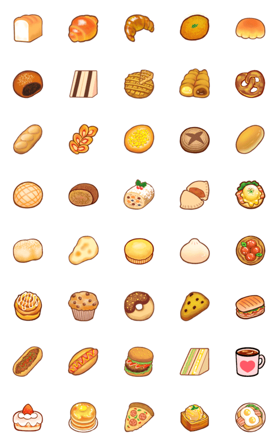 [LINE絵文字]おいしいパンの絵文字の画像一覧