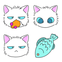 Line絵文字 もふねこ絵文字 Ver01 白猫 24種類 1円 Line絵文字 もふねこ絵文字 Ver01 白猫 24種類 1円